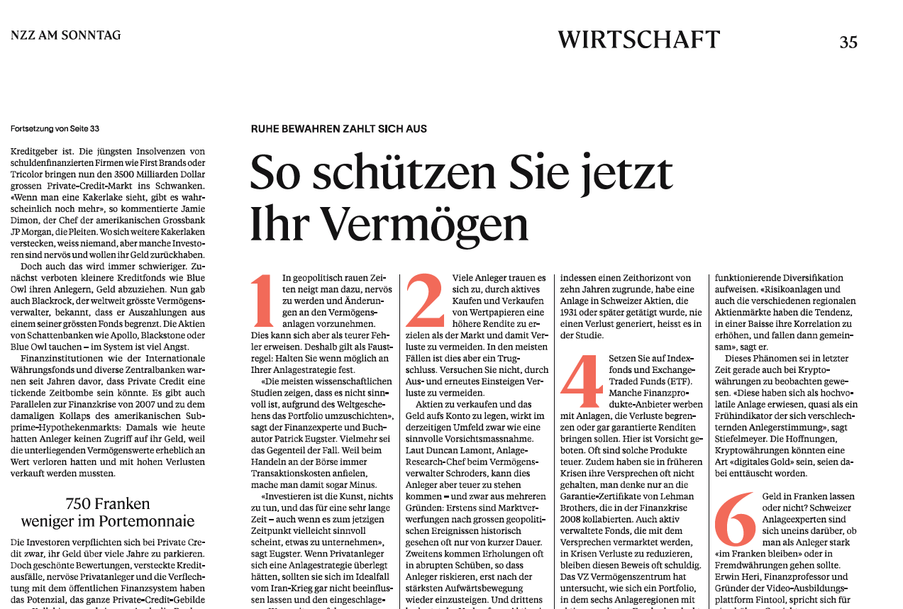 Investieren in Krisen (NZZ am Sonntag)